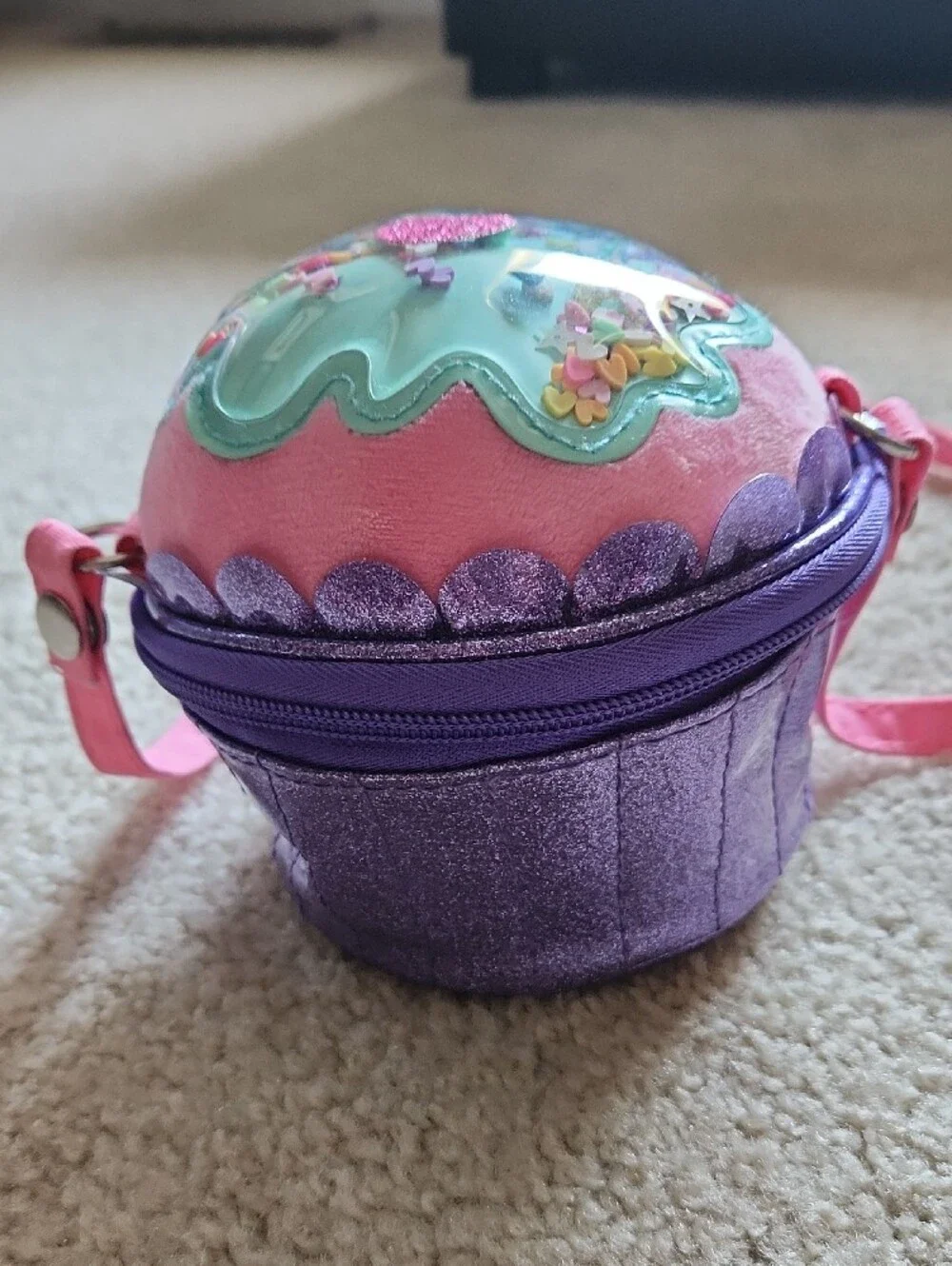 Kids Pink and Mint Sequin Cupcake Bag